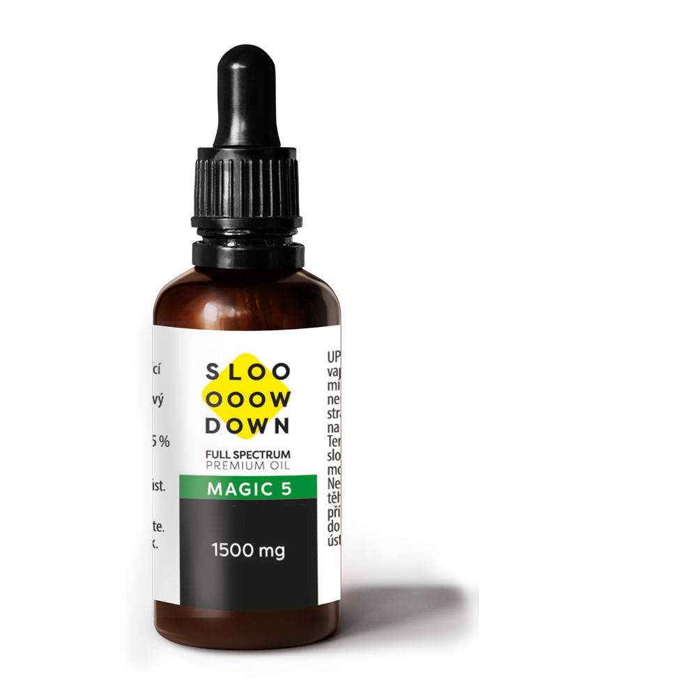 Slow Down full-spectrum hemp oil 10ml amber dropper bottle label EU organic hemp 200 drops